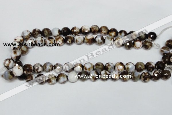 CAB620 15.5 inches 12mm faceted round leopard skin agate beads wholesale