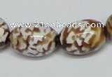 CAB621 15.5 inches 15*20mm egg-shaped leopard skin agate beads wholesale