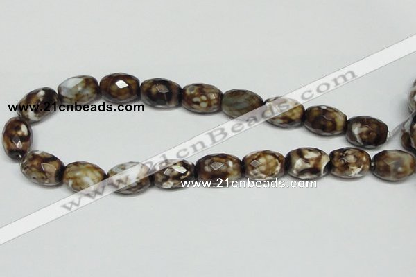 CAB625 15.5 inches 14*20mm faceted egg-shaped leopard skin agate beads