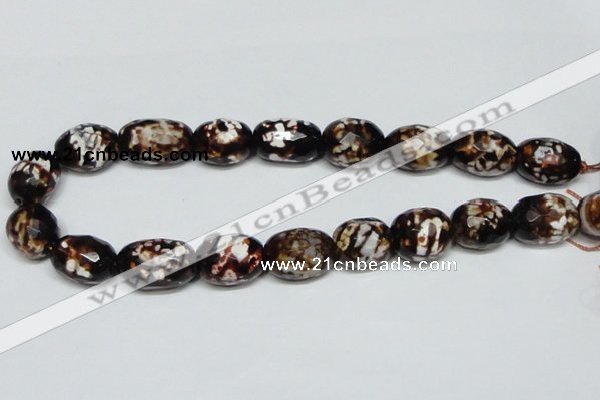 CAB626 15.5 inches 16*22mm faceted egg-shaped leopard skin agate beads