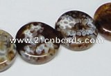 CAB628 15.5 inches 20mm flat round leopard skin agate beads wholesale