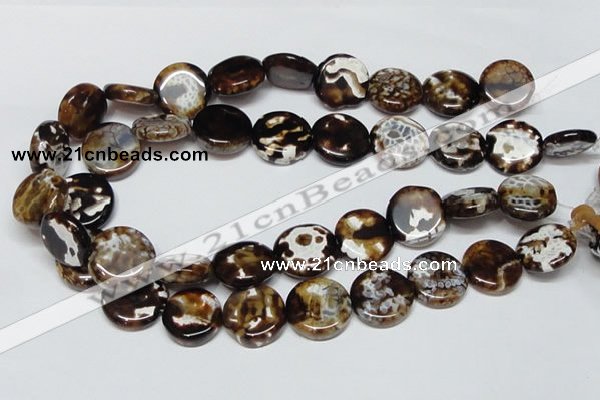 CAB628 15.5 inches 20mm flat round leopard skin agate beads wholesale