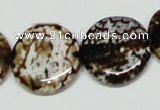 CAB629 15.5 inches 22mm flat round leopard skin agate beads wholesale