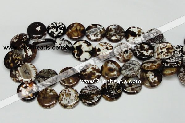 CAB629 15.5 inches 22mm flat round leopard skin agate beads wholesale