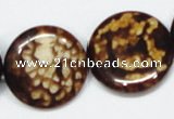 CAB630 15.5 inches 25mm flat round leopard skin agate beads wholesale