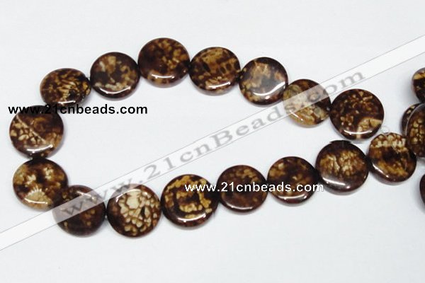 CAB630 15.5 inches 25mm flat round leopard skin agate beads wholesale