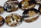 CAB633 15.5 inches 15*20mm twisted oval leopard skin agate beads