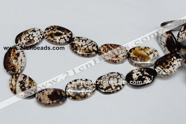 CAB634 15.5 inches 20*30mm twisted oval leopard skin agate beads