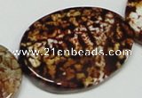 CAB635 15.5 inches 30*40mm twisted oval leopard skin agate beads