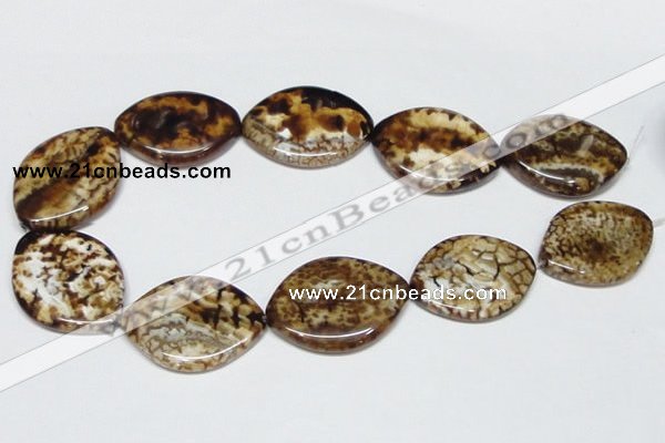 CAB638 15.5 inches 30*40mm marquise leopard skin agate beads