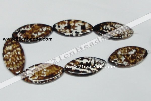 CAB639 15.5 inches 25*50mm marquise leopard skin agate beads