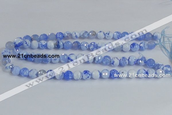 CAB650 15.5 inches 10mm faceted round fire crackle agate beads