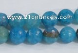 CAB654 15.5 inches 10mm faceted round fire crackle agate beads