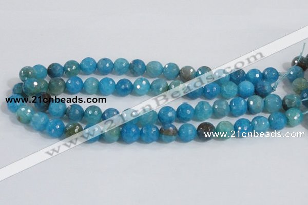 CAB654 15.5 inches 10mm faceted round fire crackle agate beads