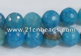 CAB655 15.5 inches 12mm faceted round fire crackle agate beads