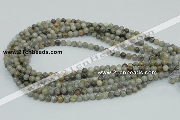 CAB66 15.5 inches 6mm round silver needle agate gemstone beads