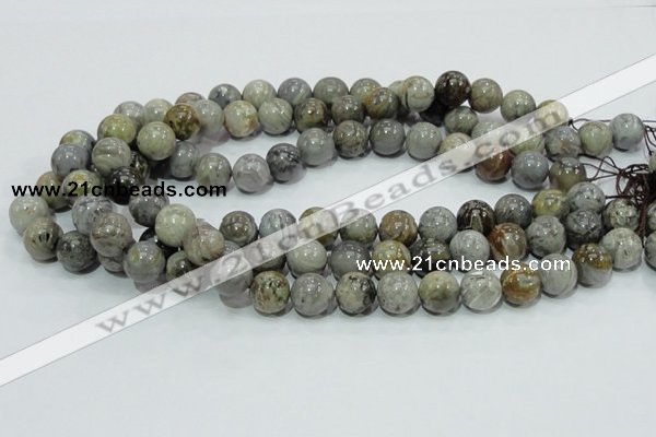 CAB68 15.5 inches 12mm round silver needle agate gemstone beads