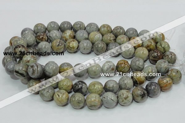 CAB70 15.5 inches 16mm round silver needle agate gemstone beads