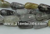 CAB72 15.5 inches 8*16mm teardrop silver needle agate gemstone beads