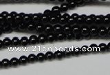 CAB720 15.5 inches 3mm round black agate gemstone beads wholesale