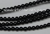 CAB721 15.5 inches 4mm round black agate gemstone beads wholesale