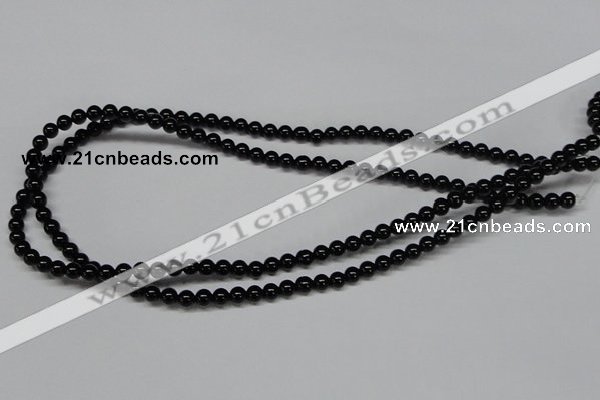 CAB722 15.5 inches 5mm round black agate gemstone beads wholesale