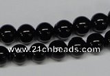 CAB724 15.5 inches 8mm round black agate gemstone beads wholesale