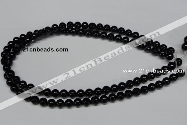 CAB724 15.5 inches 8mm round black agate gemstone beads wholesale