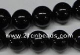 CAB727 15.5 inches 14mm round black agate gemstone beads wholesale