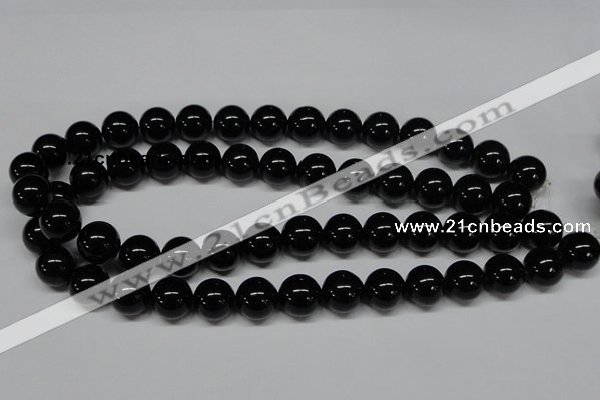 CAB727 15.5 inches 14mm round black agate gemstone beads wholesale