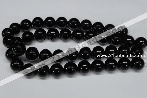 CAB729 15.5 inches 18mm round black agate gemstone beads wholesale