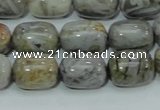 CAB73 15.5 inches 12*16mm egg-shaped silver needle agate beads