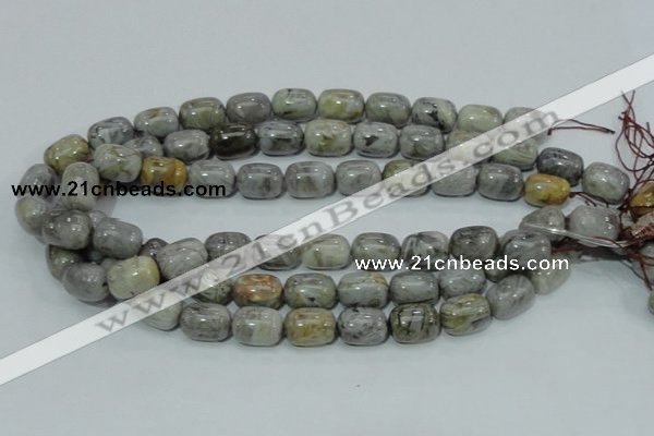 CAB73 15.5 inches 12*16mm egg-shaped silver needle agate beads