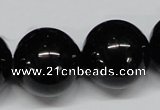 CAB731 15.5 inches 22mm round black agate gemstone beads wholesale