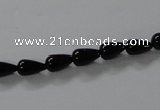 CAB732 15.5 inches 5*8mm teardrop black agate gemstone beads