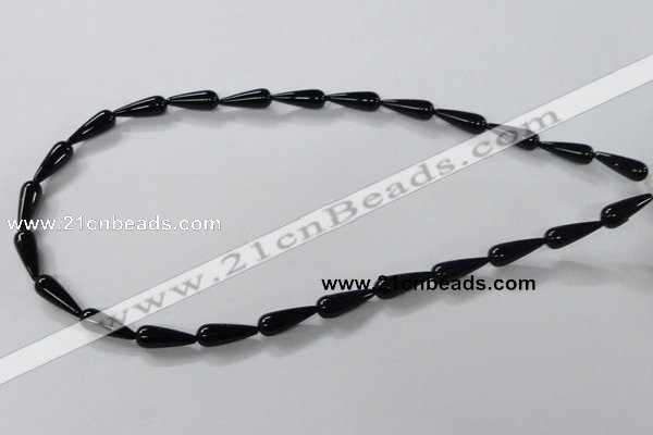 CAB734 15.5 inches 6*16mm teardrop black agate gemstone beads