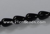 CAB735 15.5 inches 8*12mm teardrop black agate gemstone beads