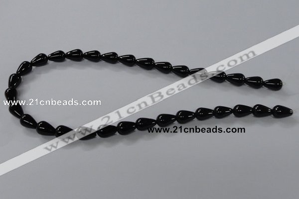 CAB735 15.5 inches 8*12mm teardrop black agate gemstone beads