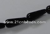 CAB737 15.5 inches 8*20mm teardrop black agate gemstone beads