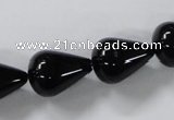 CAB738 15.5 inches 13*18mm teardrop black agate gemstone beads