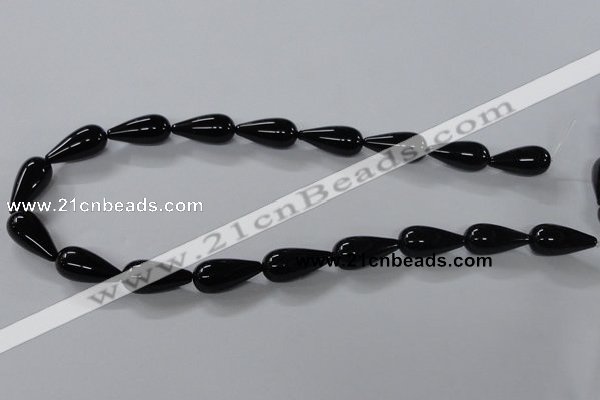 CAB739 15.5 inches 10*22mm teardrop black agate gemstone beads