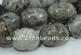 CAB74 15.5 inches 15*20mm egg-shaped silver needle agate beads