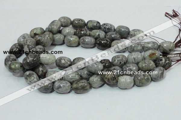 CAB74 15.5 inches 15*20mm egg-shaped silver needle agate beads
