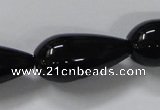 CAB741 15.5 inches 12*30mm teardrop black agate gemstone beads