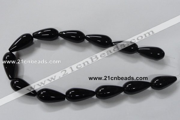 CAB741 15.5 inches 12*30mm teardrop black agate gemstone beads