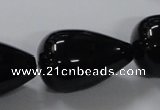 CAB743 15.5 inches 20*30mm teardrop black agate gemstone beads