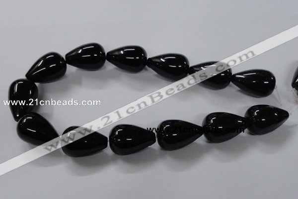 CAB743 15.5 inches 20*30mm teardrop black agate gemstone beads