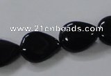 CAB747 15.5 inches 13*18mm flat teardrop black agate gemstone beads