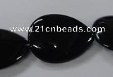 CAB748 15.5 inches 22*30mm flat teardrop black agate gemstone beads