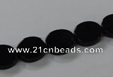 CAB750 15.5 inches 10*12mm oval black agate gemstone beads